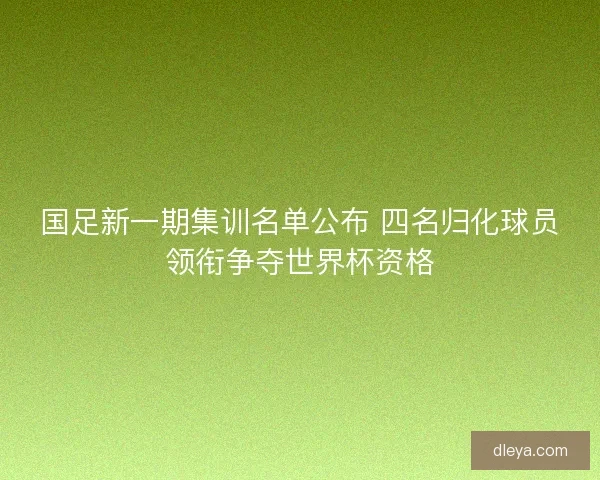 国足新一期集训名单公布 四名归化球员领衔争夺世界杯资格